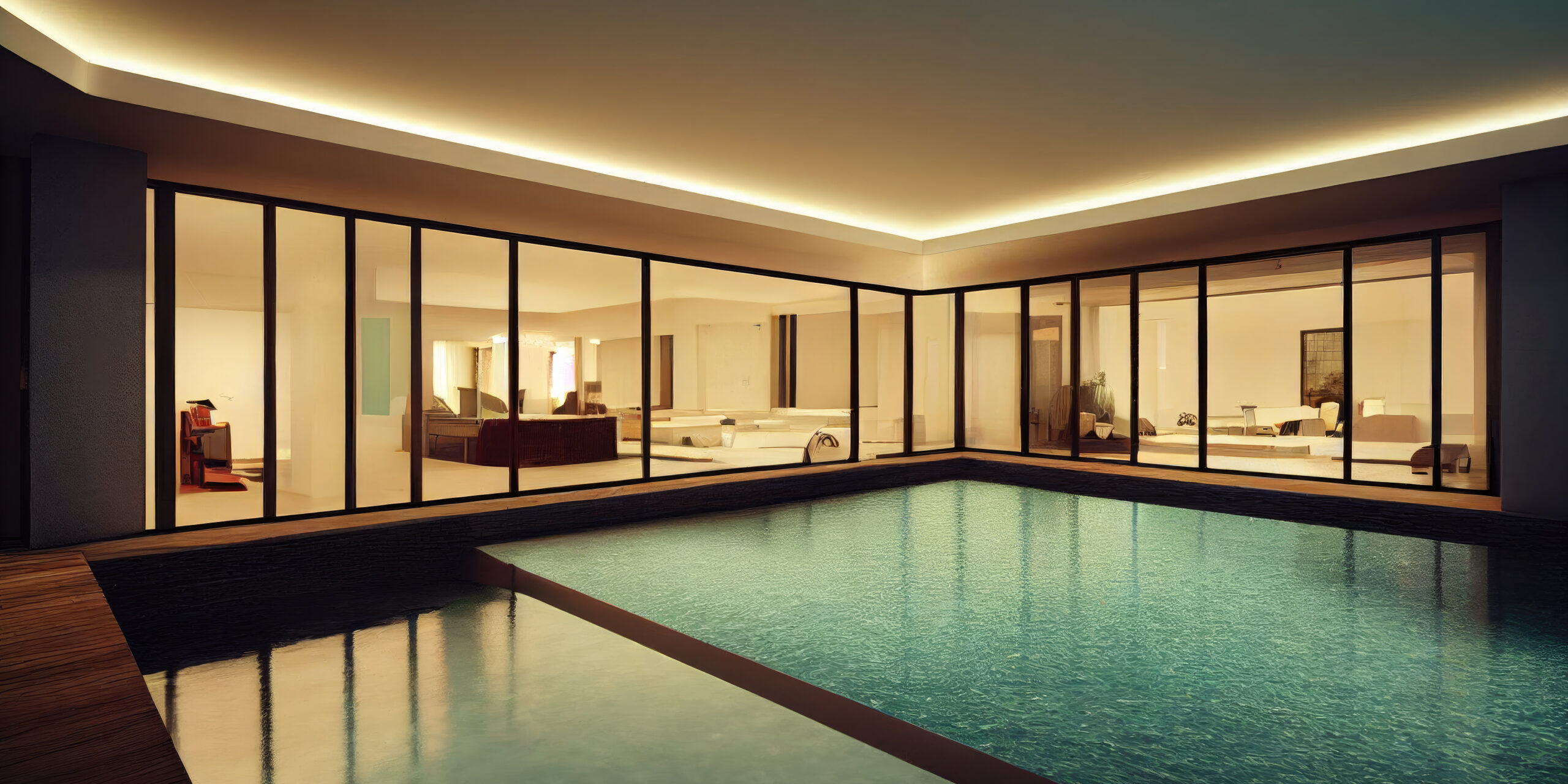 Luxury pool villa spectacular contemporary design digital art real estate , home, house and property, Generative AI illustration.